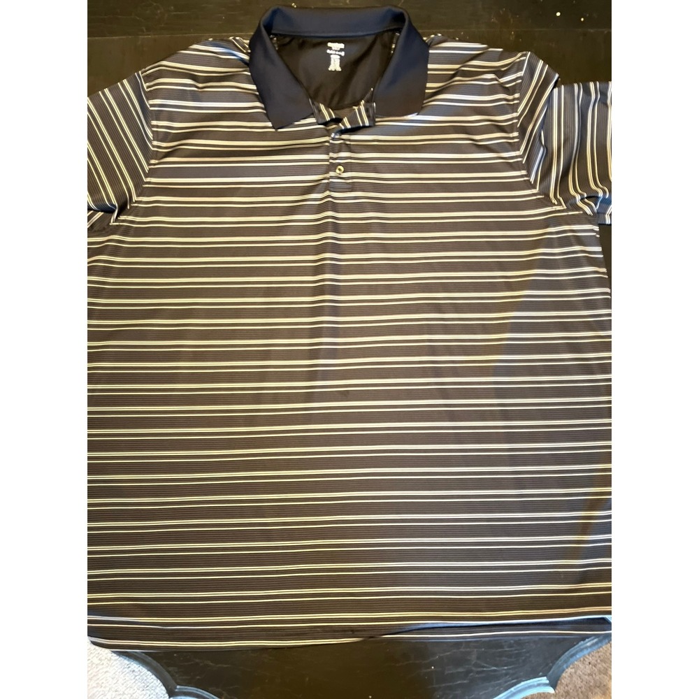 Reebok Golf Mens Polo Shirt 5XL Black White Stripe Play‎ Dry Short Sleeve